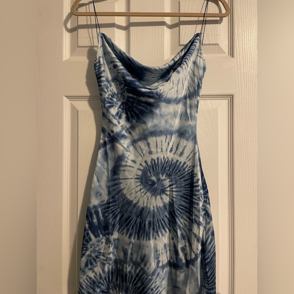 Vanilla Sky Satin Mini Tie Dye Dress